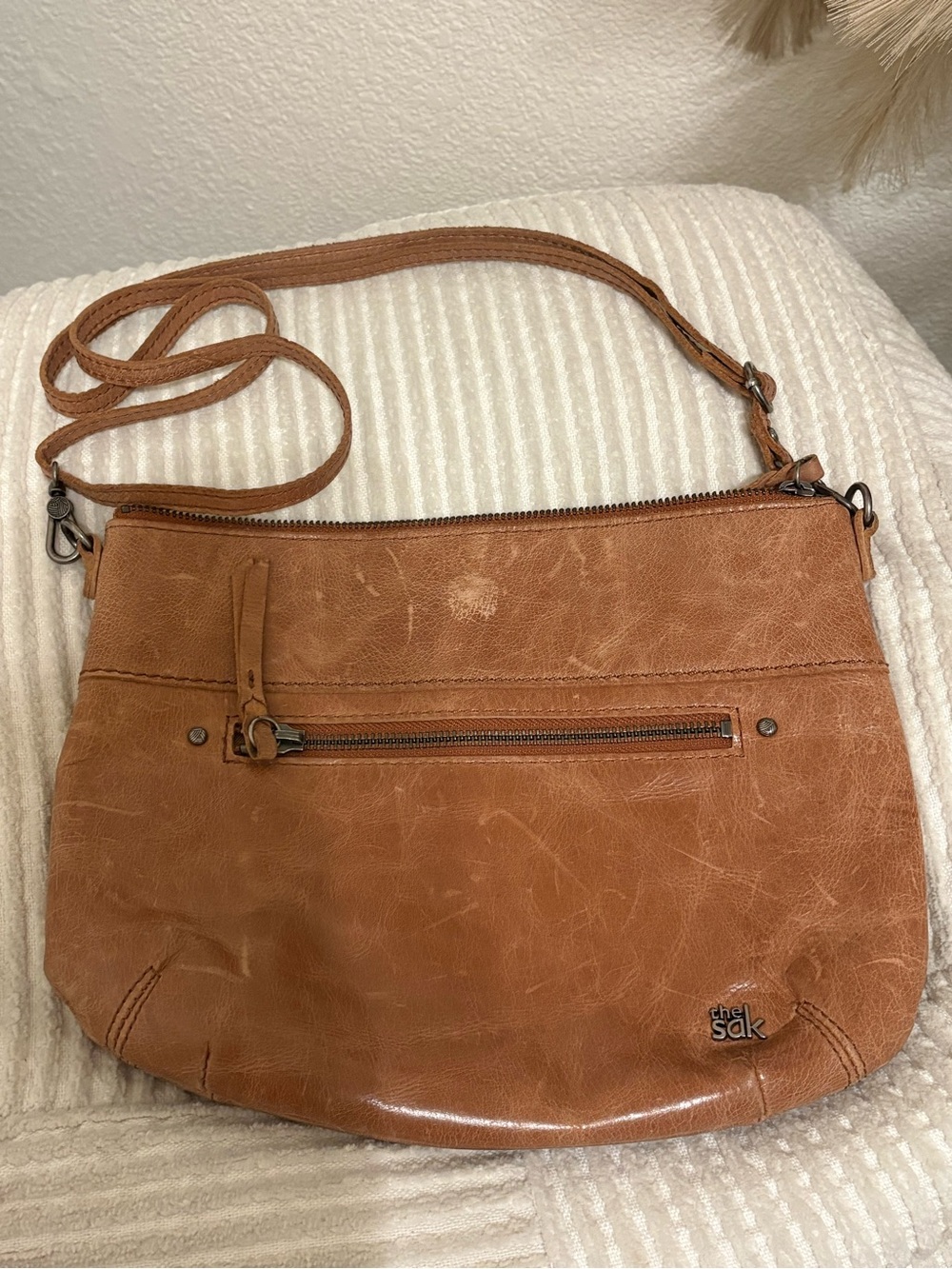 The Sak Cognac Brown Leather Crossbody Bag